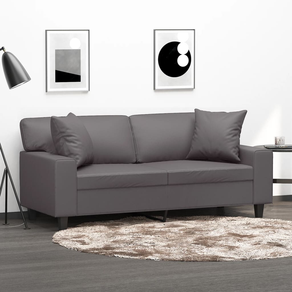 2-Sits Soffa Med Prydnadskuddar Konstläder