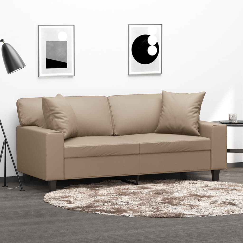 2-Sits Soffa Med Prydnadskuddar Konstläder
