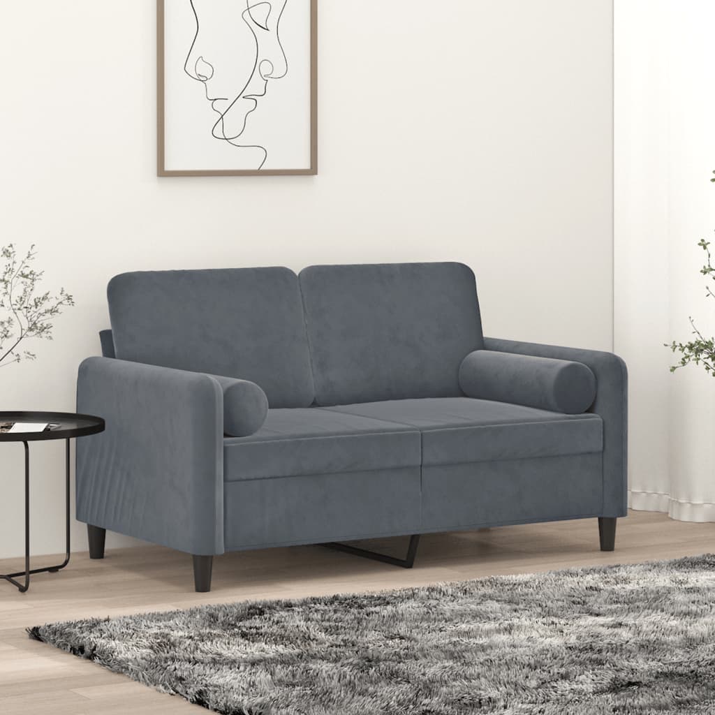 2-Sitssoffa Med Prydnadskuddar Sammet