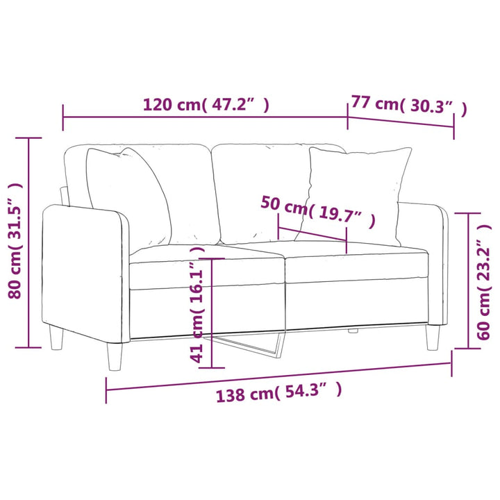 2-Sits Soffa Med Prydnadskuddar Tyg