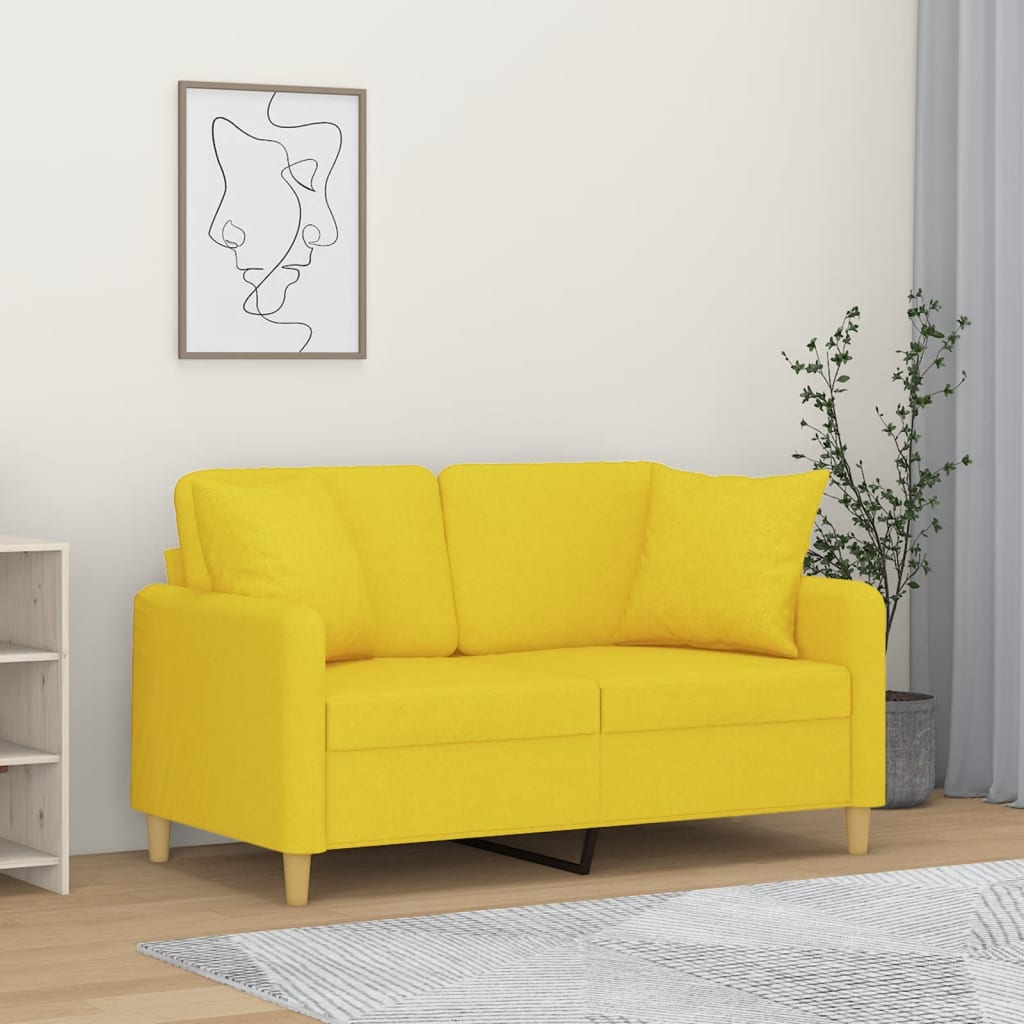 2-Sits Soffa Med Prydnadskuddar Tyg