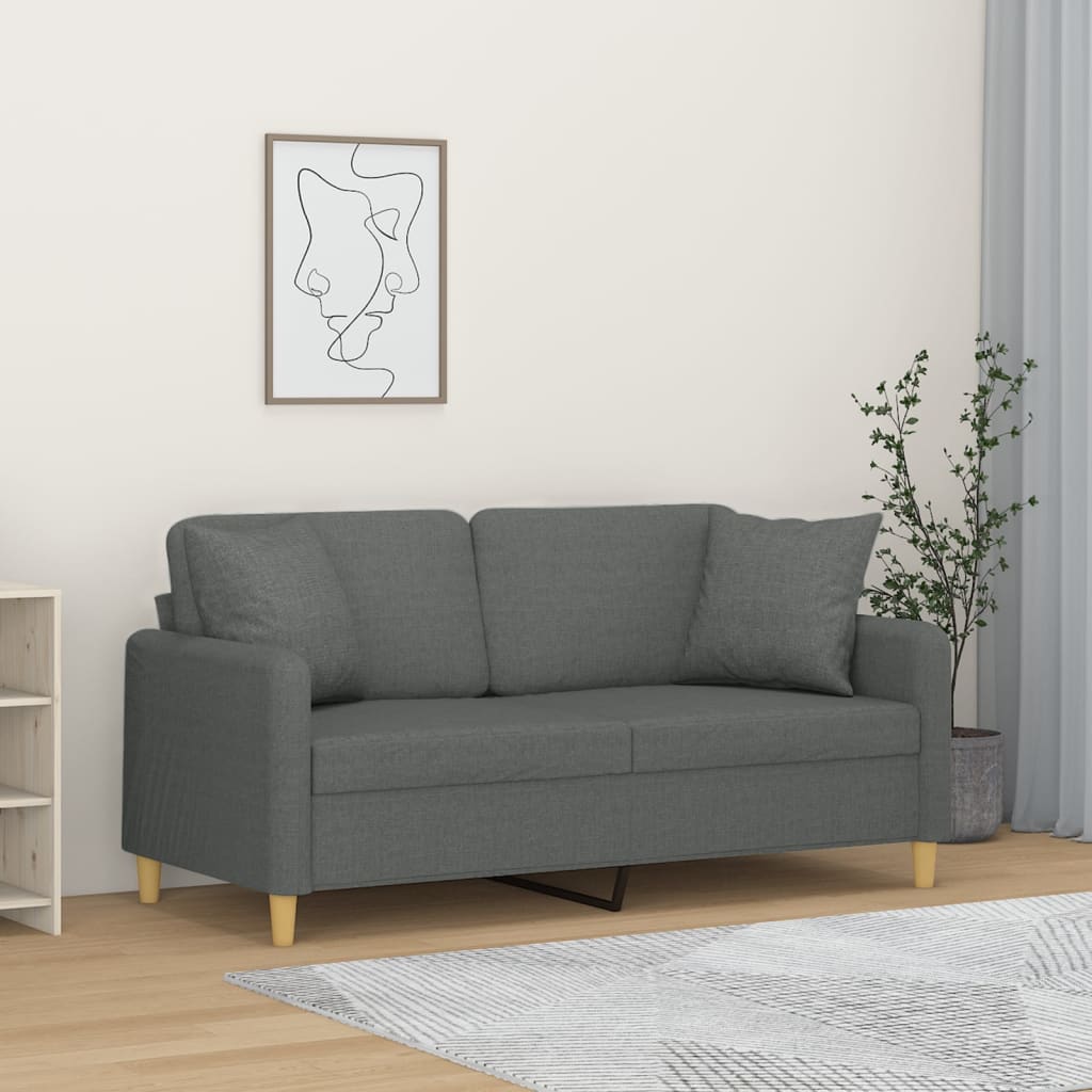 2-Sits Soffa Med Prydnadskuddar Tyg