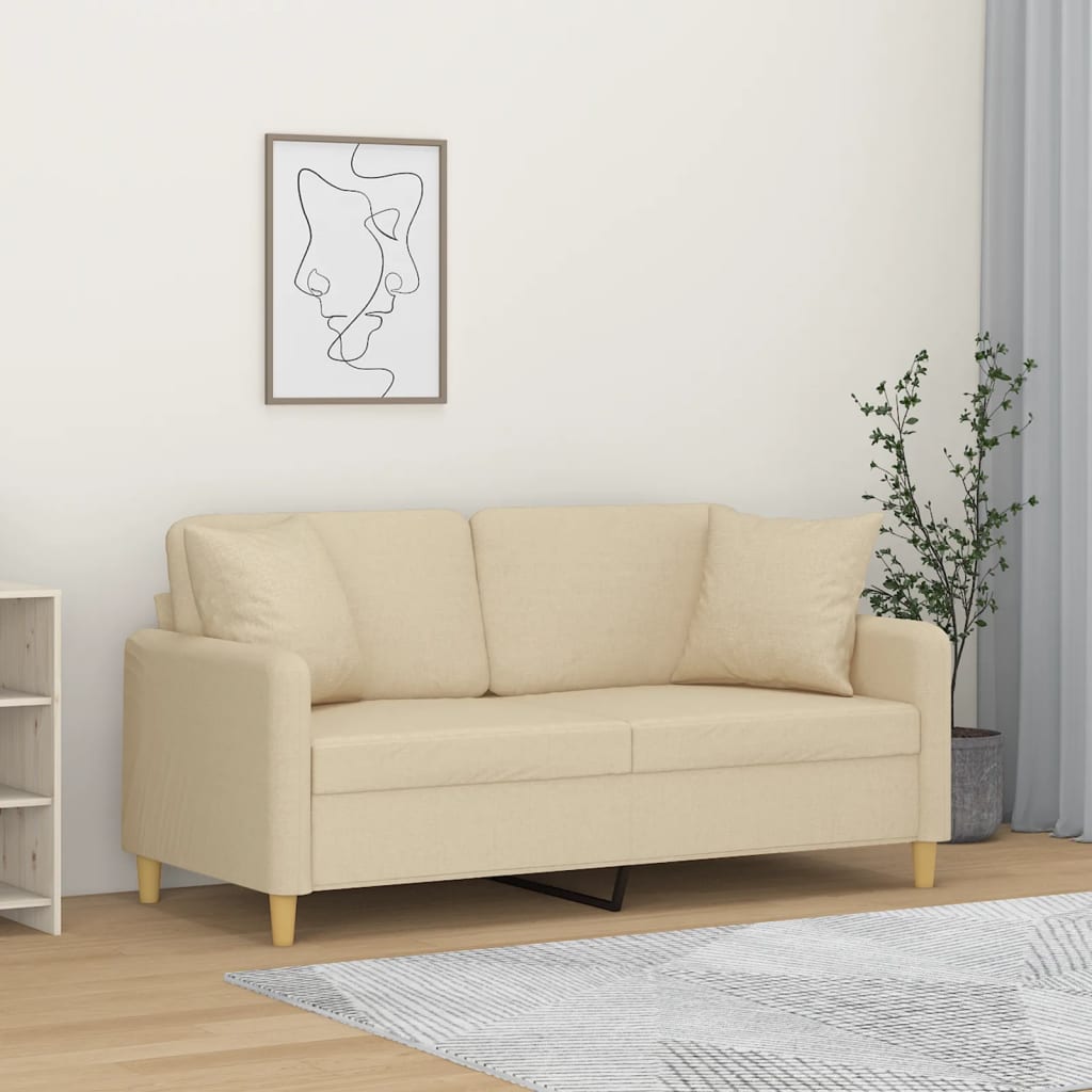 2-Sits Soffa Med Prydnadskuddar Tyg
