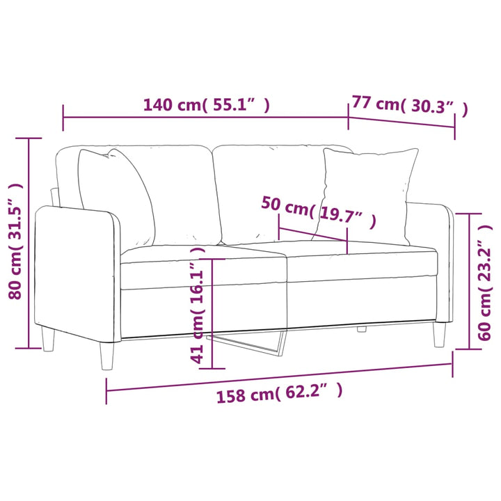 2-Sits Soffa Med Prydnadskuddar Tyg