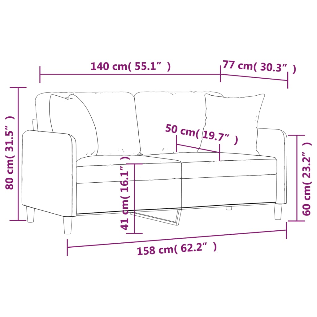 2-Sits Soffa Med Prydnadskuddar Tyg