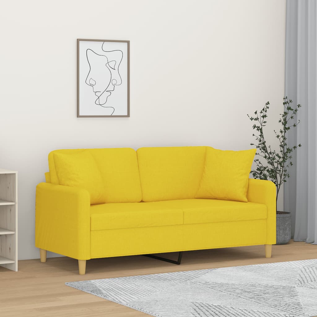 2-Sits Soffa Med Prydnadskuddar Tyg