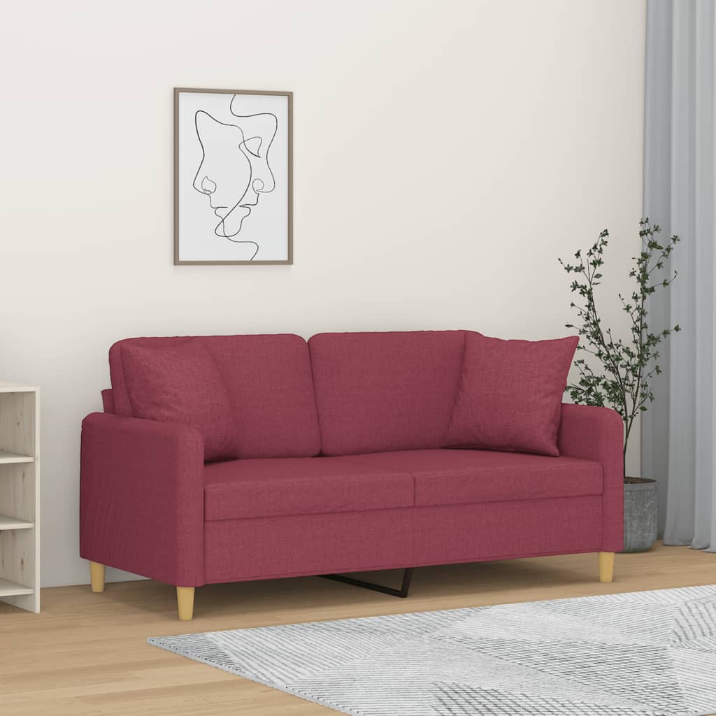 2-Sits Soffa Med Prydnadskuddar Tyg
