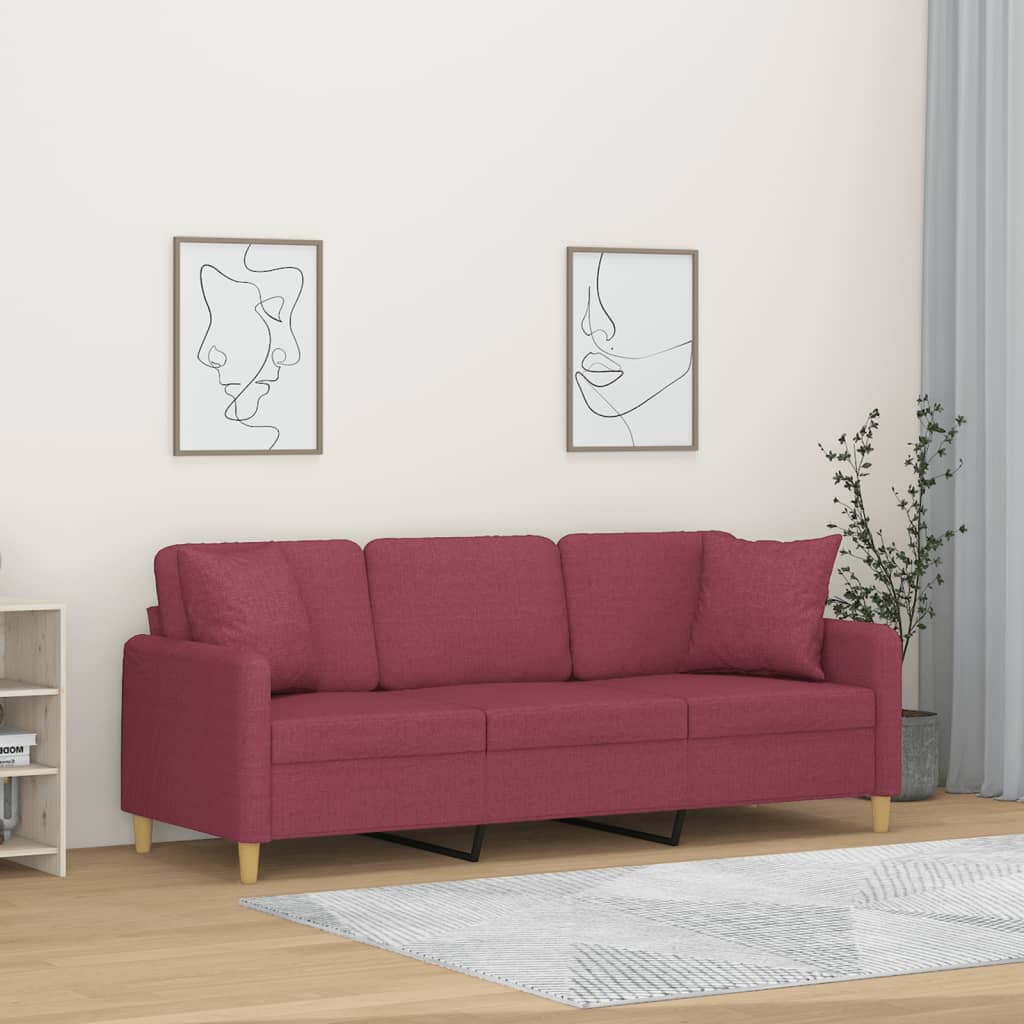 2-Sits Soffa Med Prydnadskuddar Tyg