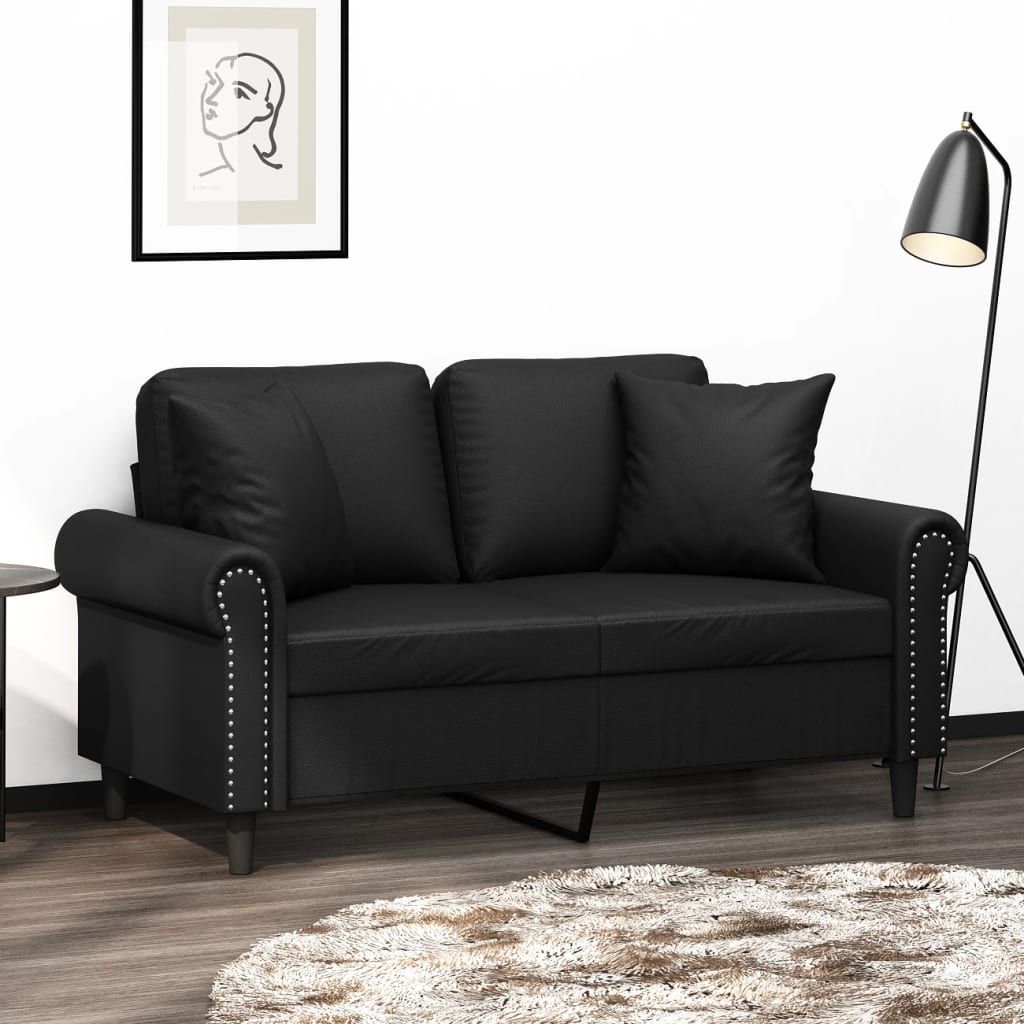2-Sits Soffa Med Prydnadskuddar Konstläder