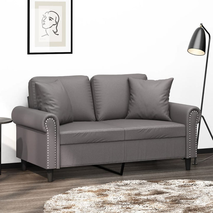 2-Sits Soffa Med Prydnadskuddar Konstläder
