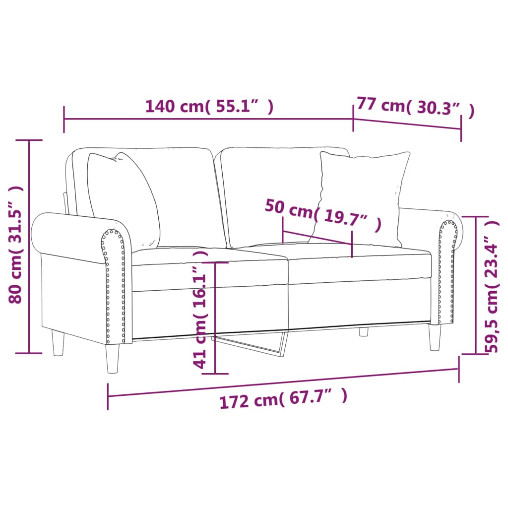2-Sits Soffa Med Prydnadskuddar Konstläder