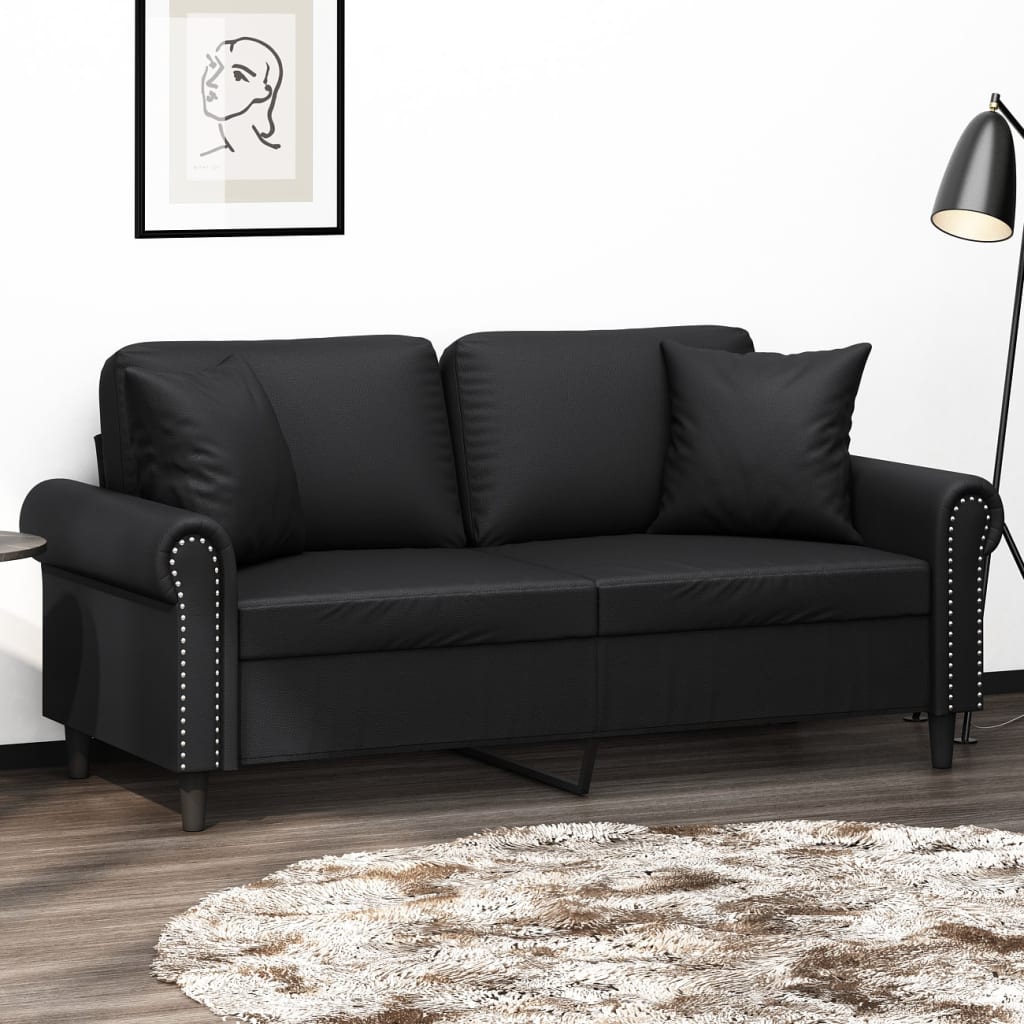 2-Sits Soffa Med Prydnadskuddar Konstläder