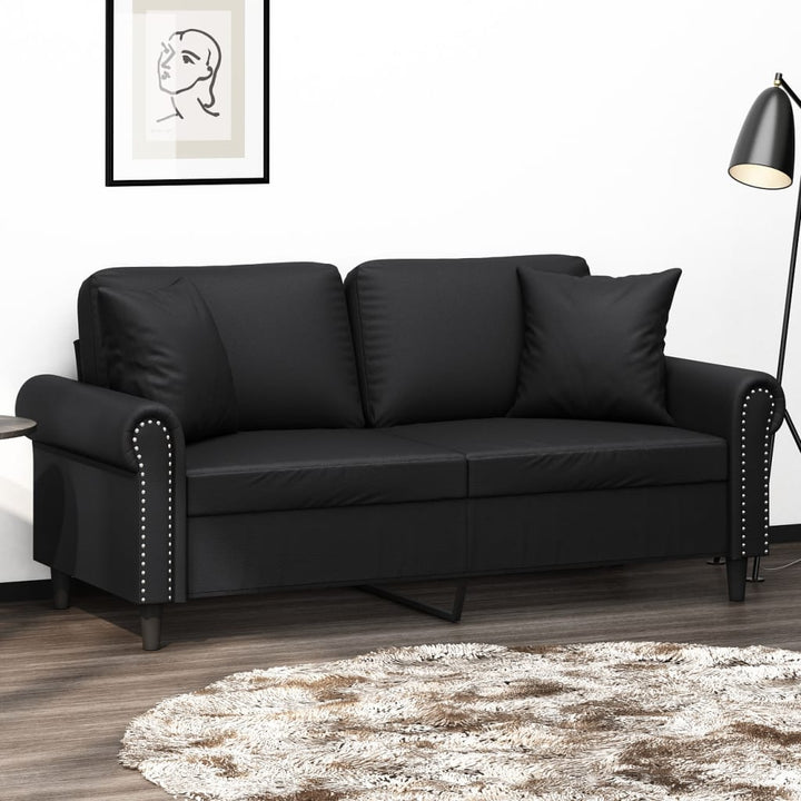 2-Sits Soffa Med Prydnadskuddar Konstläder