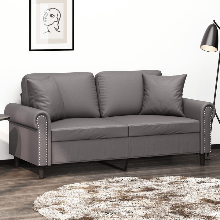 2-Sits Soffa Med Prydnadskuddar Konstläder