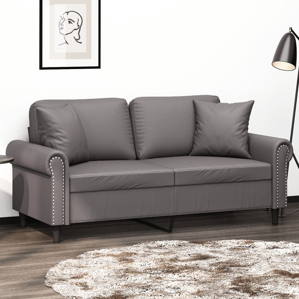 2-Sits Soffa Med Prydnadskuddar Konstläder