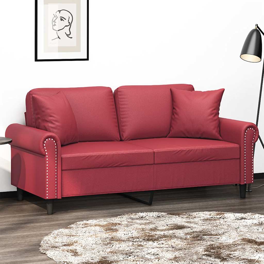 2-Sits Soffa Med Prydnadskuddar Konstläder