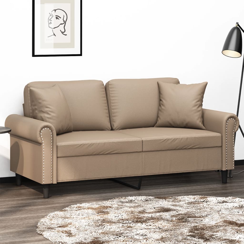 2-Sits Soffa Med Prydnadskuddar Konstläder