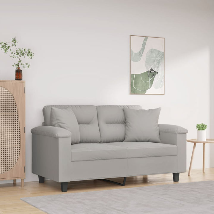 2-Sitssoffa Med Prydnadskuddar Mikrofibertyg