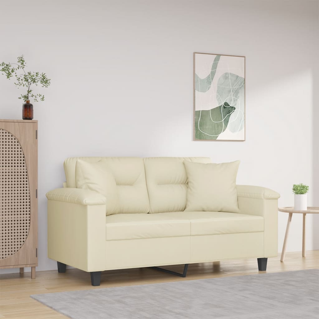 2-Sits Soffa Med Prydnadskuddar Konstläder
