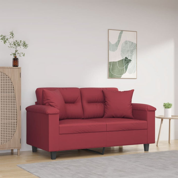 2-Sits Soffa Med Prydnadskuddar Gräddvit Konstläder
