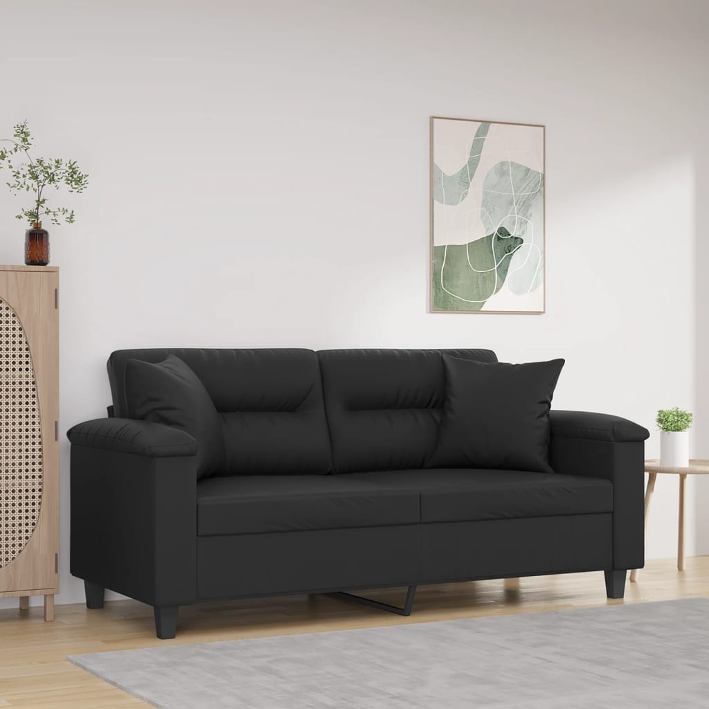 2-Sits Soffa Med Prydnadskuddar Konstläder