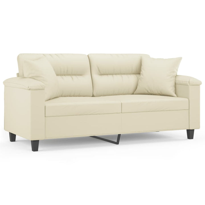 2-Sits Soffa Med Prydnadskuddar Gräddvit Konstläder