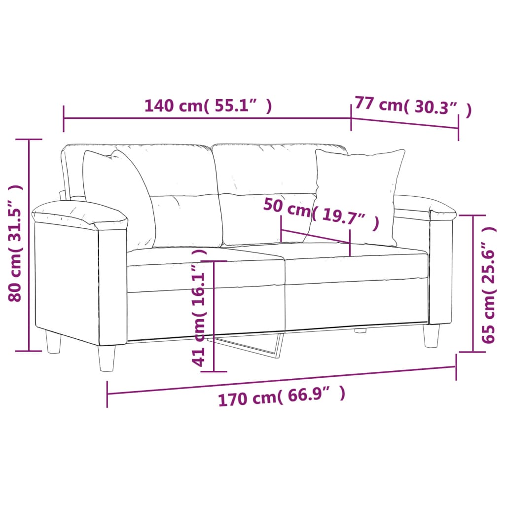 2-Sits Soffa Med Prydnadskuddar Gräddvit Konstläder