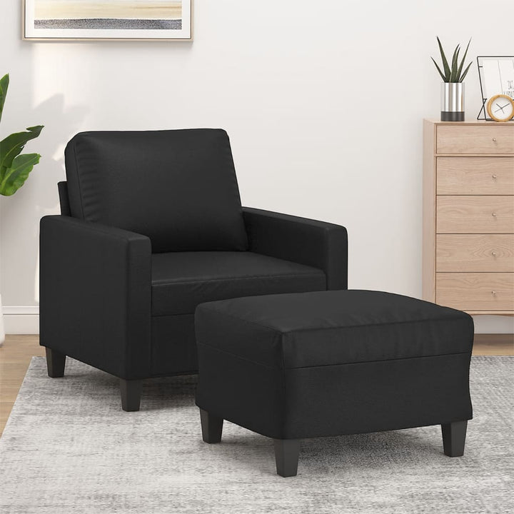 Fåtölj Med Fotpall 60 Cm Konstläder