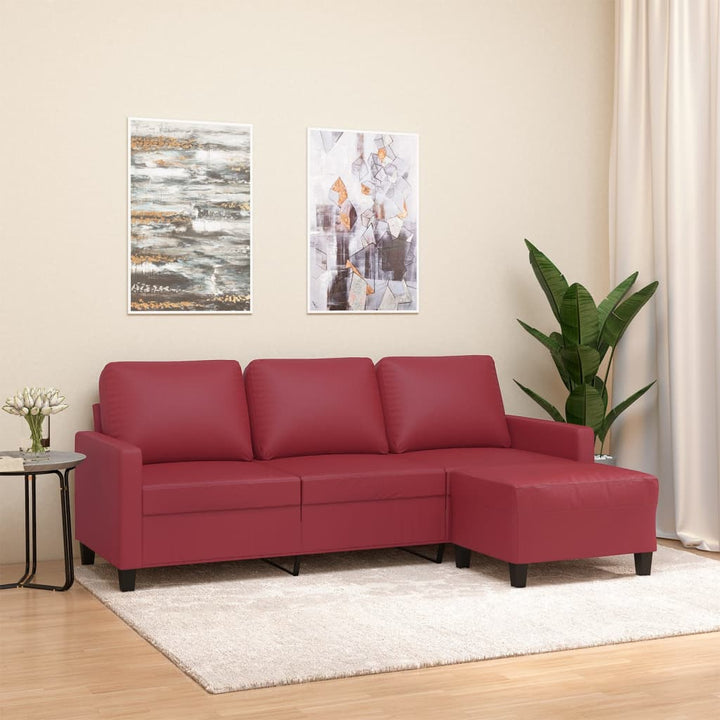 3-Sitssoffa Med Fotpall 180 Cm Konstläder