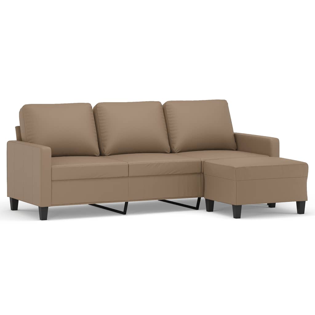 3-Sitssoffa Med Fotpall 180 Cm Konstläder