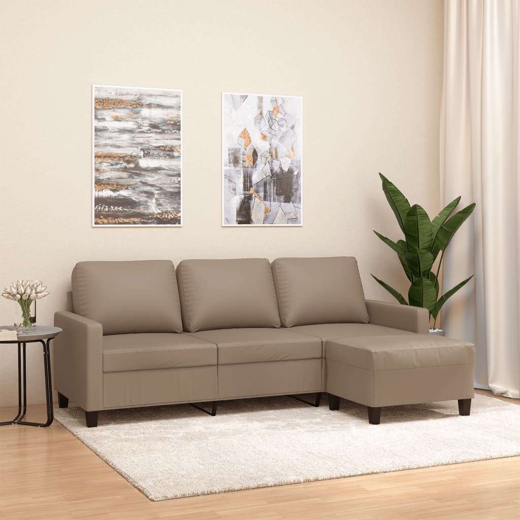 3-Sitssoffa Med Fotpall 180 Cm Konstläder