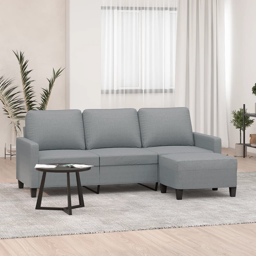 3-Sitssoffa Med Fotpall 180 Cm Tyg