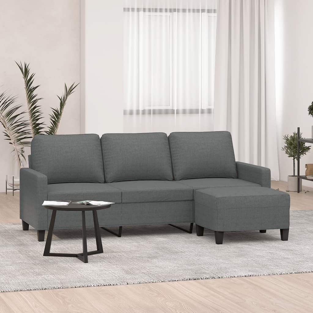 3-Sitssoffa Med Fotpall 180 Cm Tyg