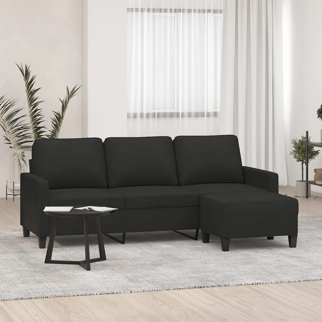 3-Sitssoffa Med Fotpall 180 Cm Tyg