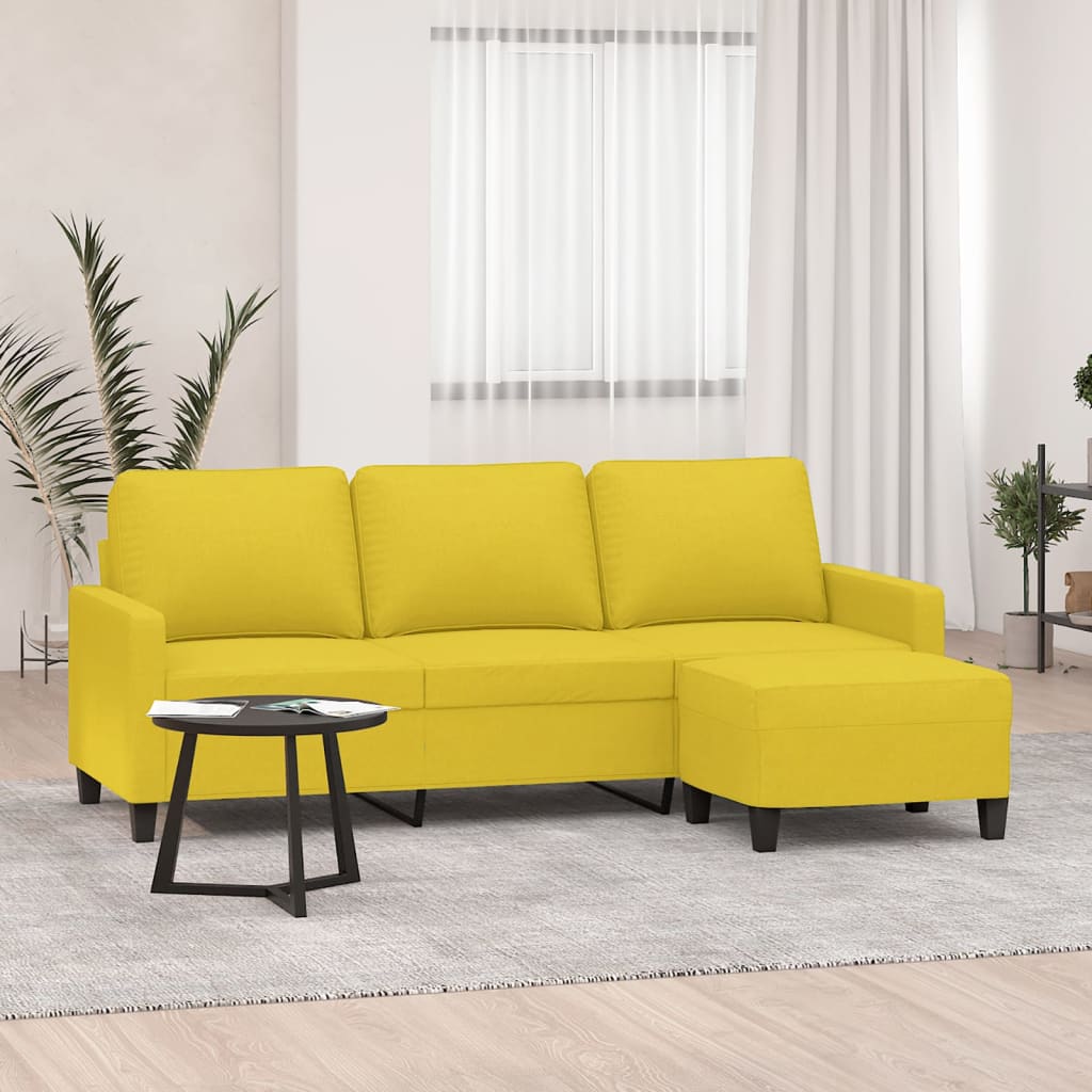 3-Sitssoffa Med Fotpall 180 Cm Tyg