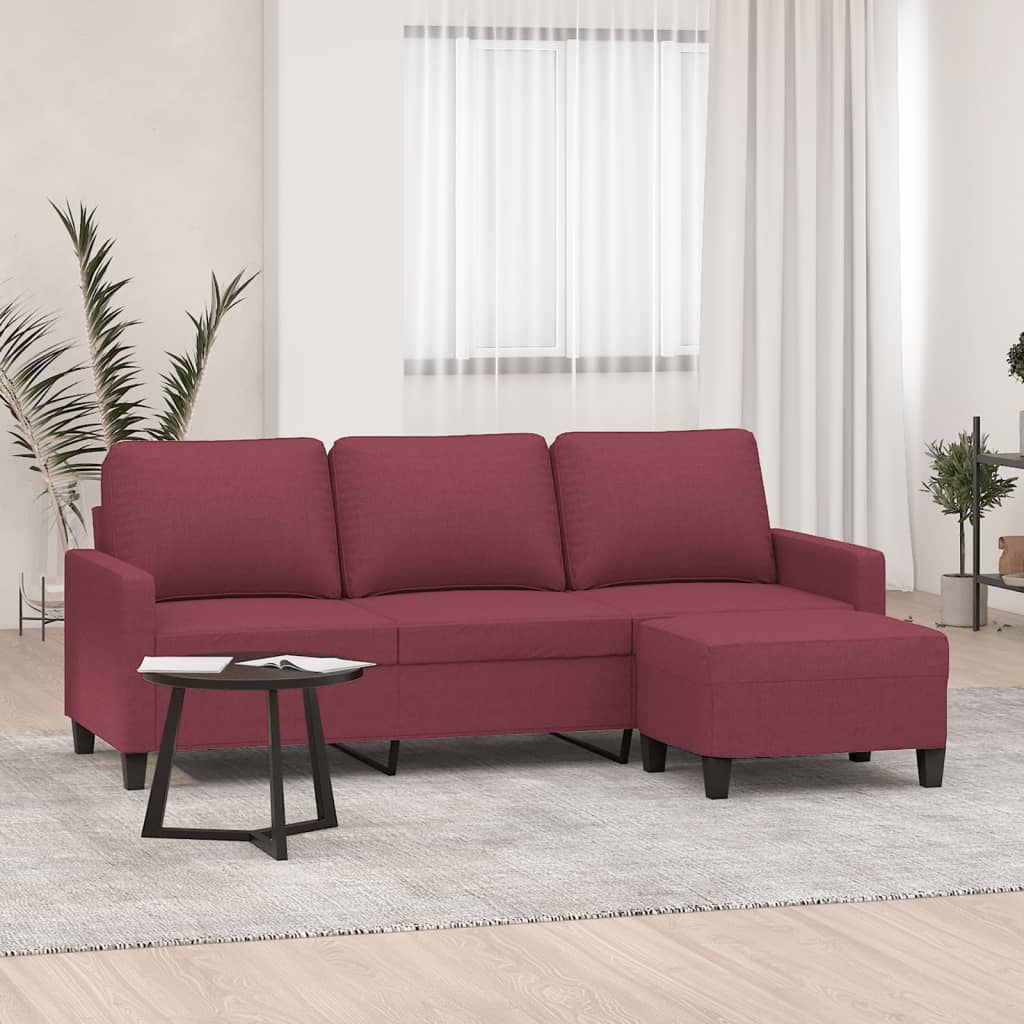 3-Sitssoffa Med Fotpall 180 Cm Tyg