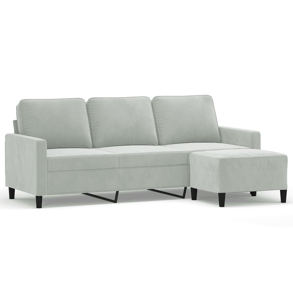 3-Sitssoffa Med Fotpall 180 Cm Sammet