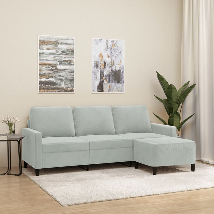 3-Sitssoffa Med Fotpall 180 Cm Sammet
