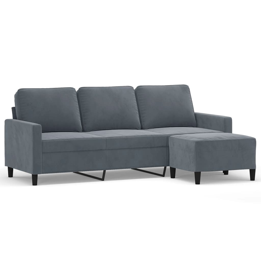 3-Sitssoffa Med Fotpall 180 Cm Sammet