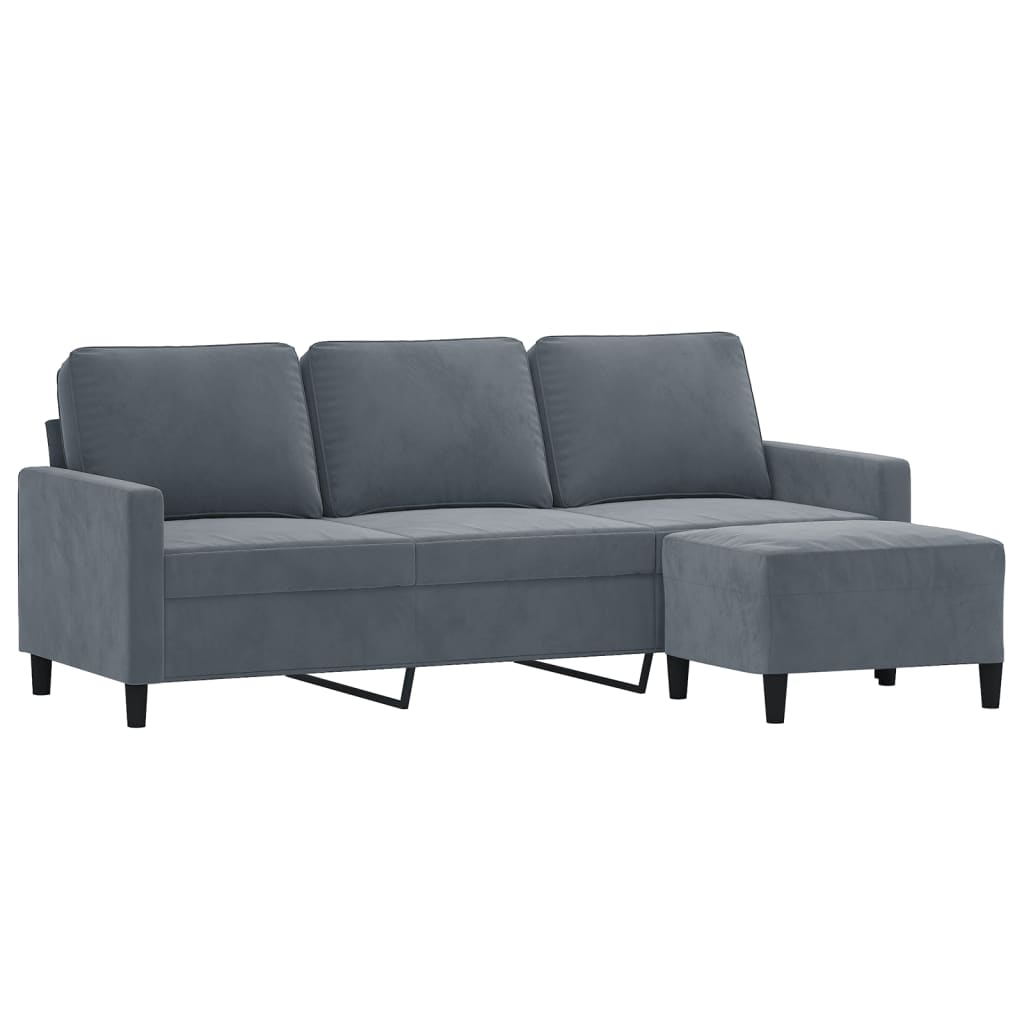 3-Sitssoffa Med Fotpall 180 Cm Sammet