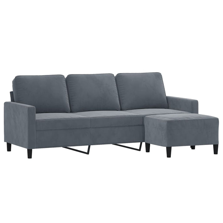 3-Sitssoffa Med Fotpall 180 Cm Sammet