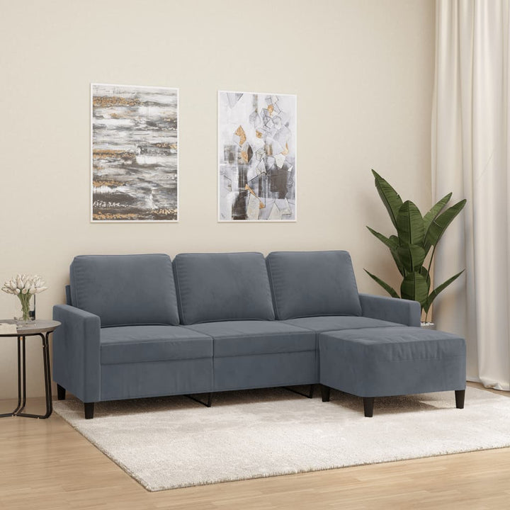 3-Sitssoffa Med Fotpall 180 Cm Sammet