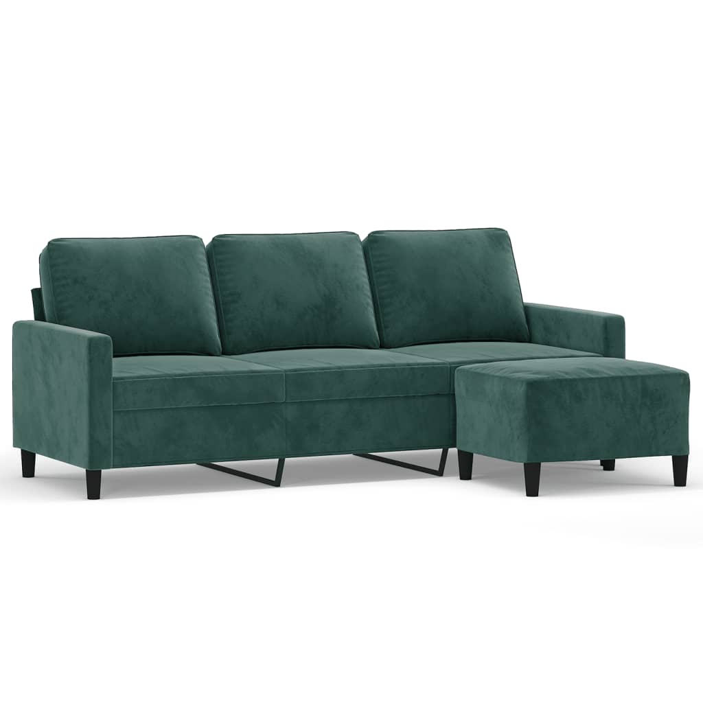 3-Sitssoffa Med Fotpall 180 Cm Sammet