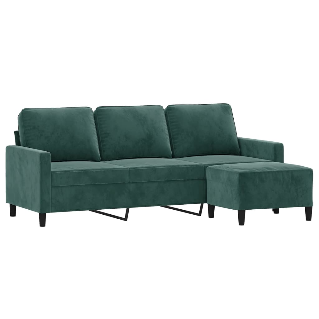 3-Sitssoffa Med Fotpall 180 Cm Sammet