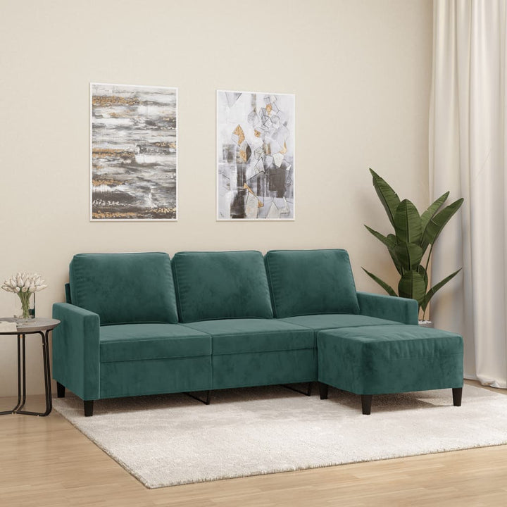 3-Sitssoffa Med Fotpall 180 Cm Sammet