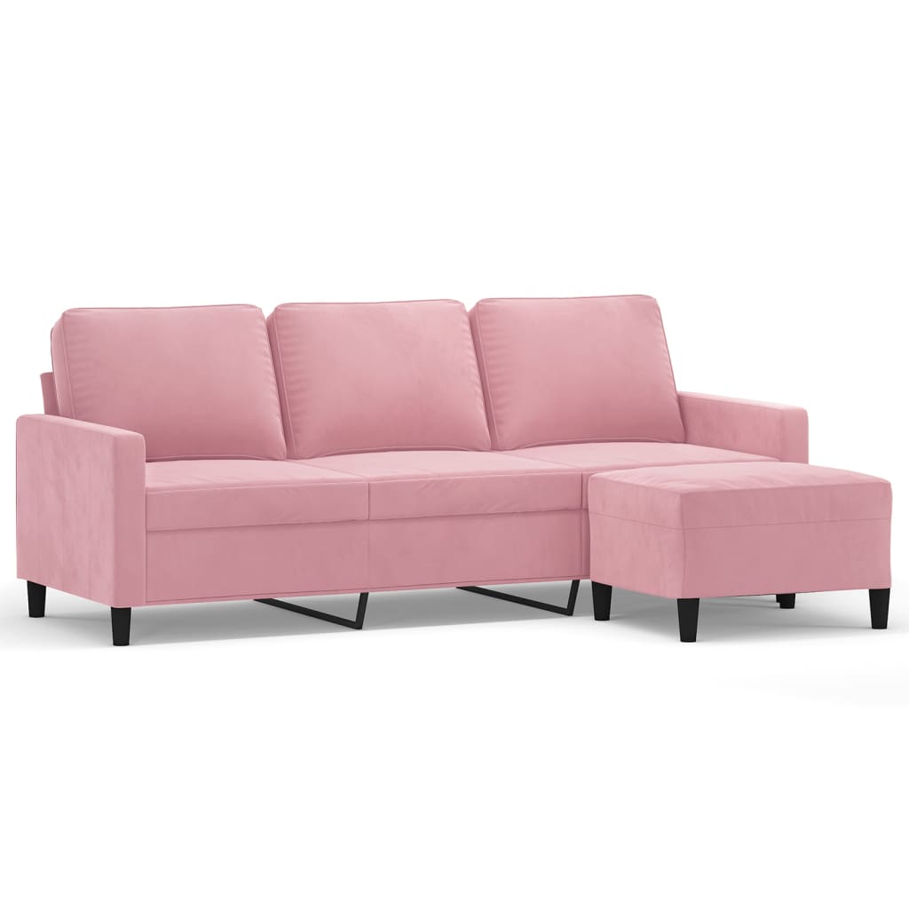 3-Sitssoffa Med Fotpall 180 Cm Sammet