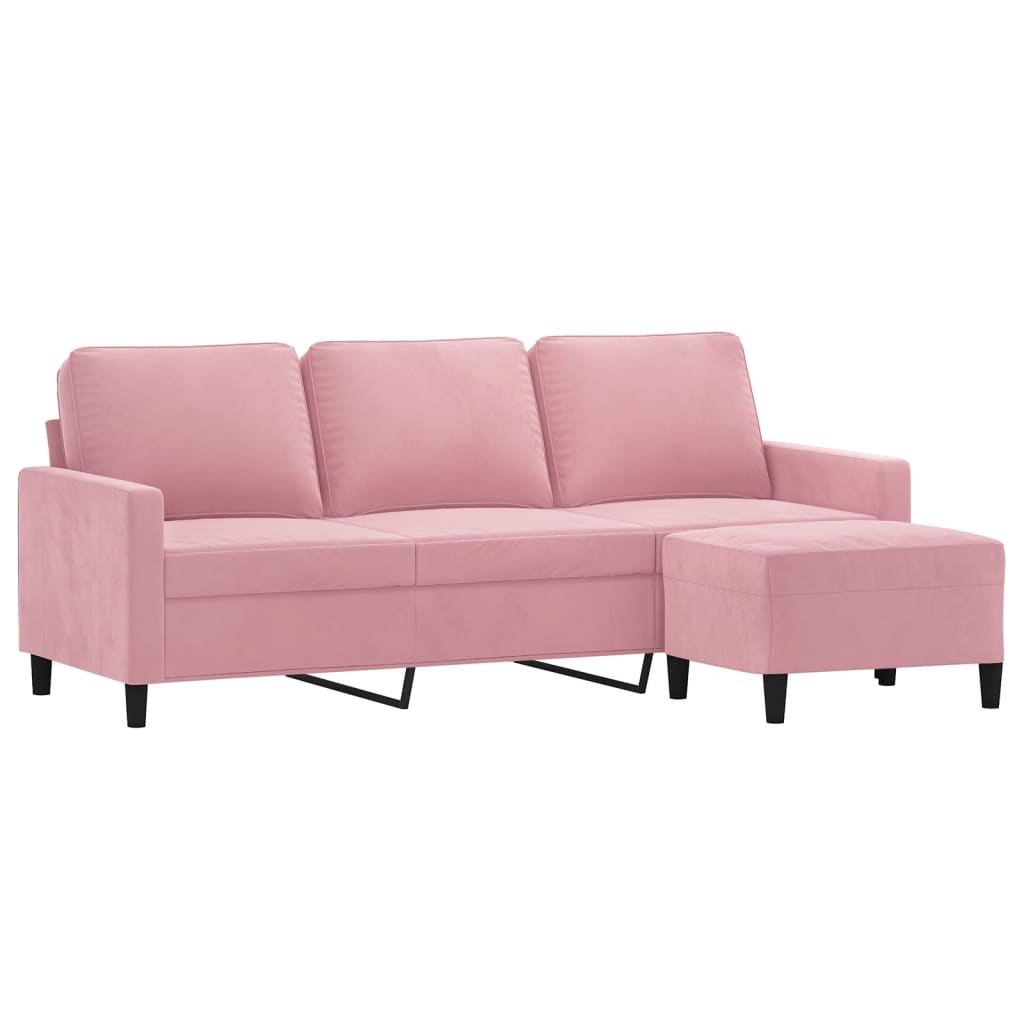 3-Sitssoffa Med Fotpall 180 Cm Sammet
