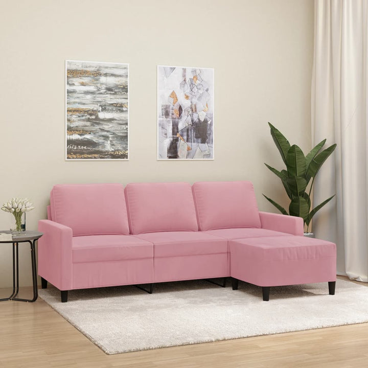 3-Sitssoffa Med Fotpall 180 Cm Sammet