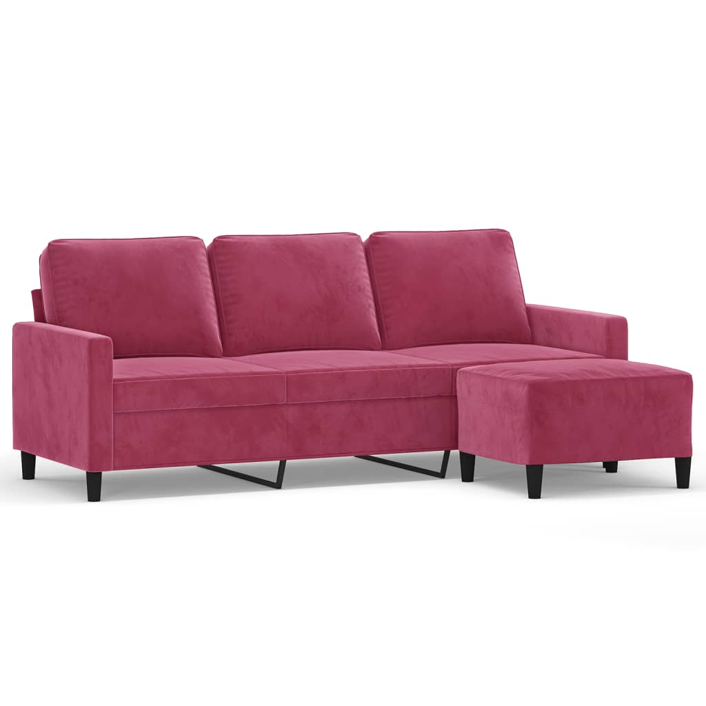 3-Sitssoffa Med Fotstöd 180 Cm Sammet