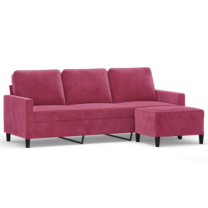 3-Sitssoffa Med Fotstöd 180 Cm Sammet